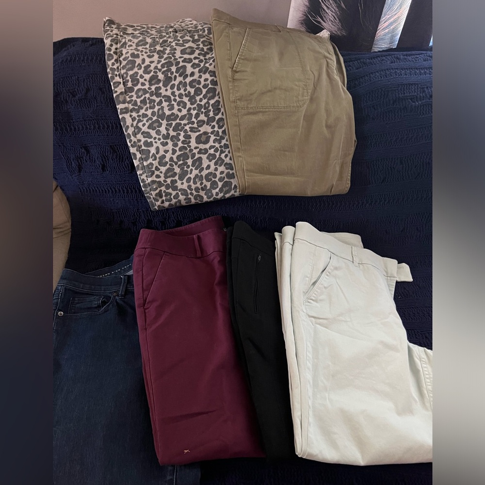 Loft Brand, sz 12, all for 1 money. 6 pair of skinny, cropped, chinos